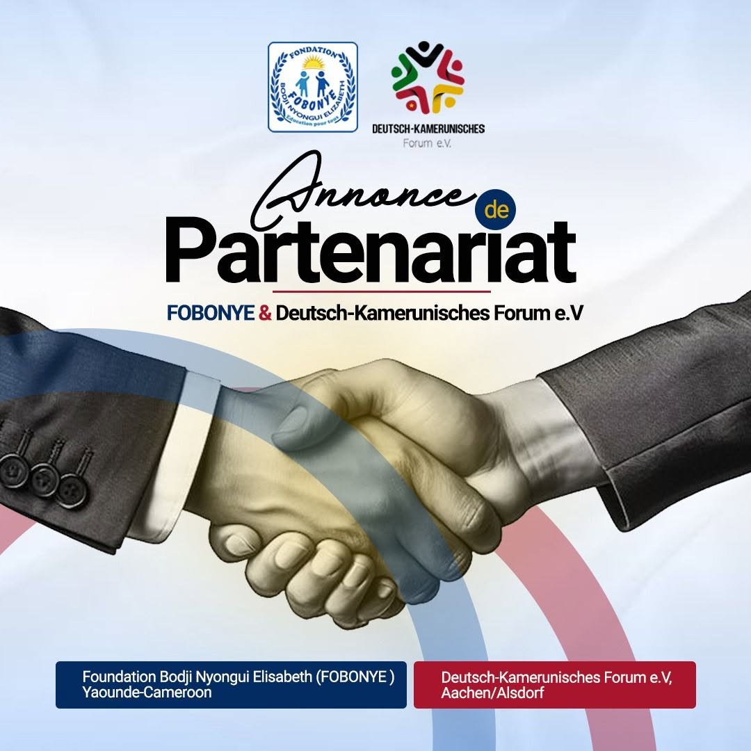 Visuel officiel annonçant le partenariat entre la fondation FOBONYE et le Deutsch-Kamerunisches Forum e.V.